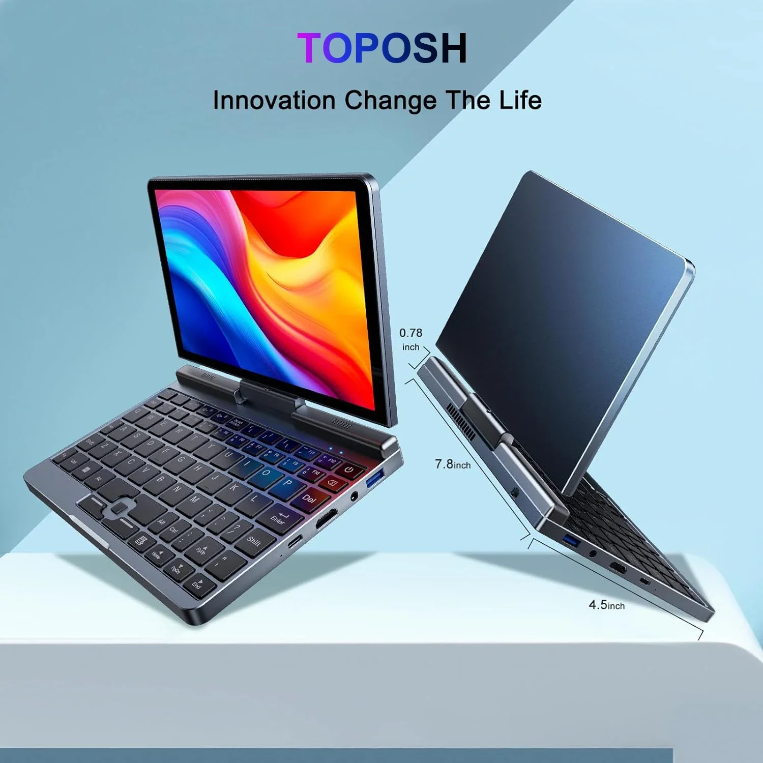 P8 Mini Pocket Laptop 8 Inch Touchscreen Intel 12th Gen N100 12GB DDR5 WiFi-6 2 In 1 Yoga Tablet Portable Notebook PC Windows 11