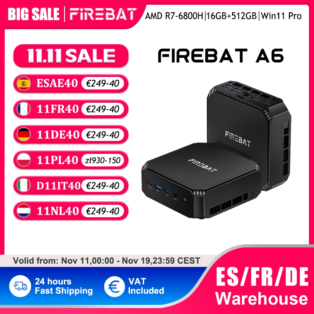 FIREBAT A6 najnowszy MINI PC AMD Ryzen 7 6800H 16GB DDR5 RAM 512GB SSD WIFI6 BT5.2 przenośny komputer stacjonarny MINI-PC