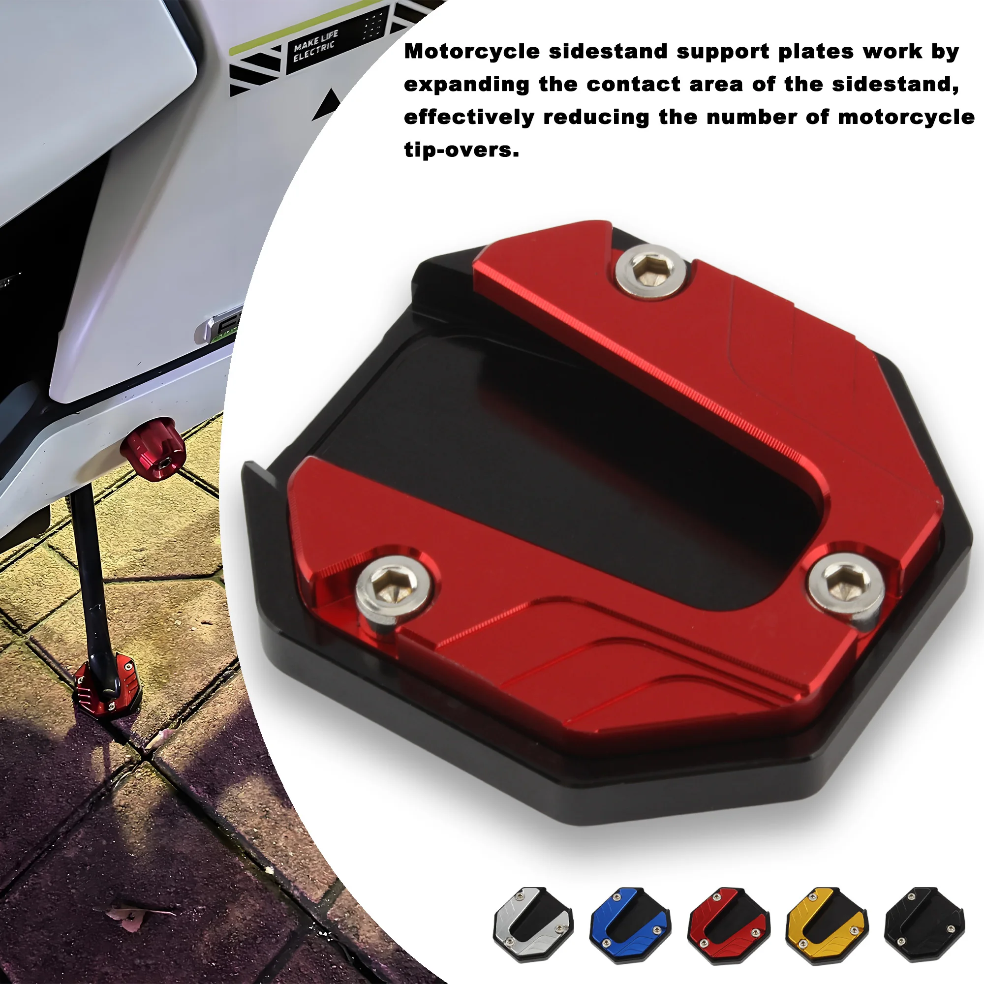Accesorios para motocicleta, extensor de soporte para patinete y bicicleta, extensión de caballete lateral, placa de soporte, piezas modificadas universales