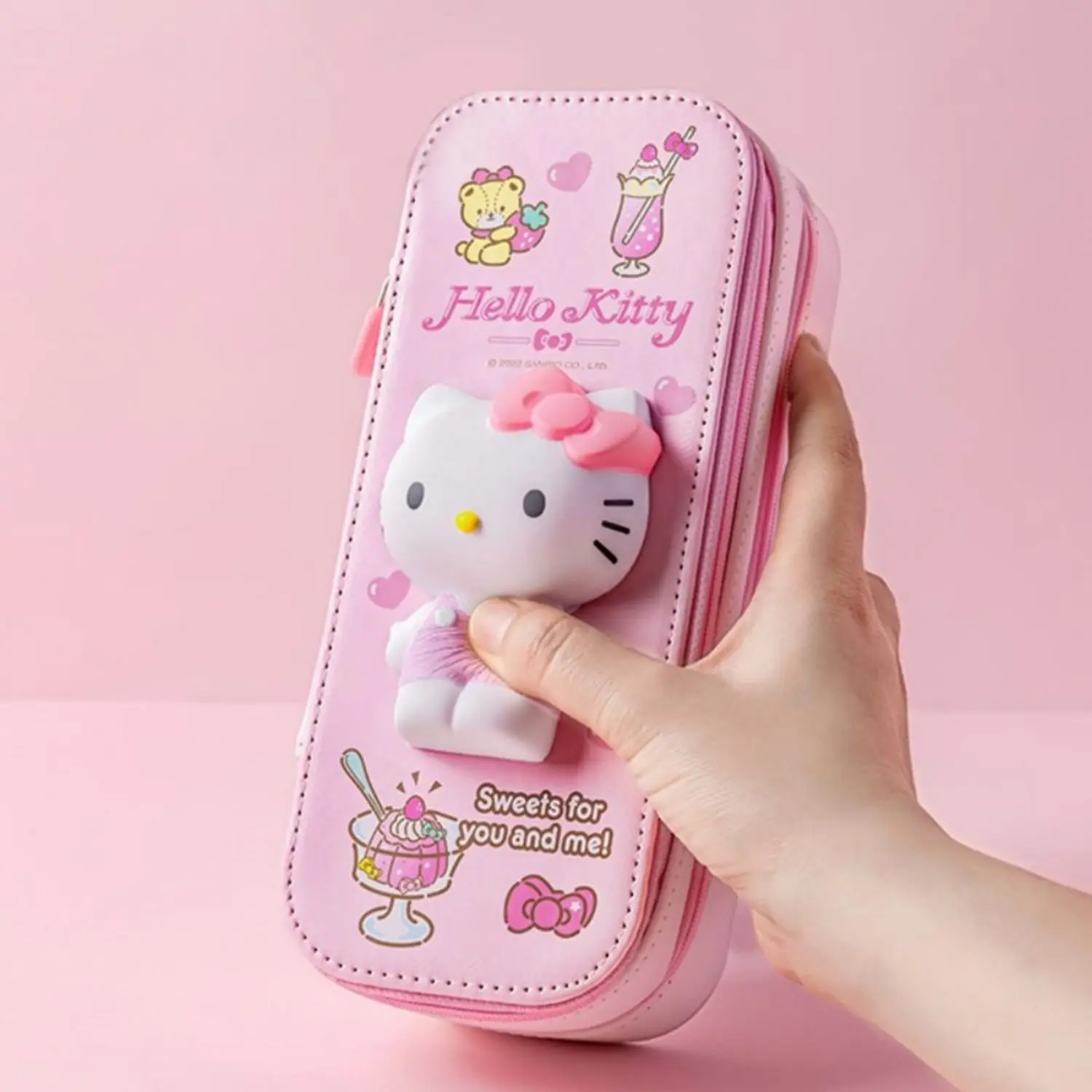 3D Decompression Sanrio Series ดินสอน่ารักขนาดใหญ่ความจุ Double Layer Multifuntion ความเครียดบรรเทาสําหรับของขวัญเด็ก