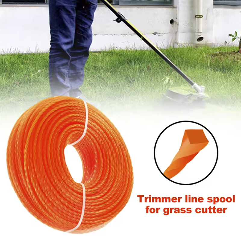 2.4/2.7/3.0/3.5/4.0mm * 100m carretel linha de corte de gramado náilon distorção quadrada espiral cortador de escova corda cortador de grama cabeça acessório