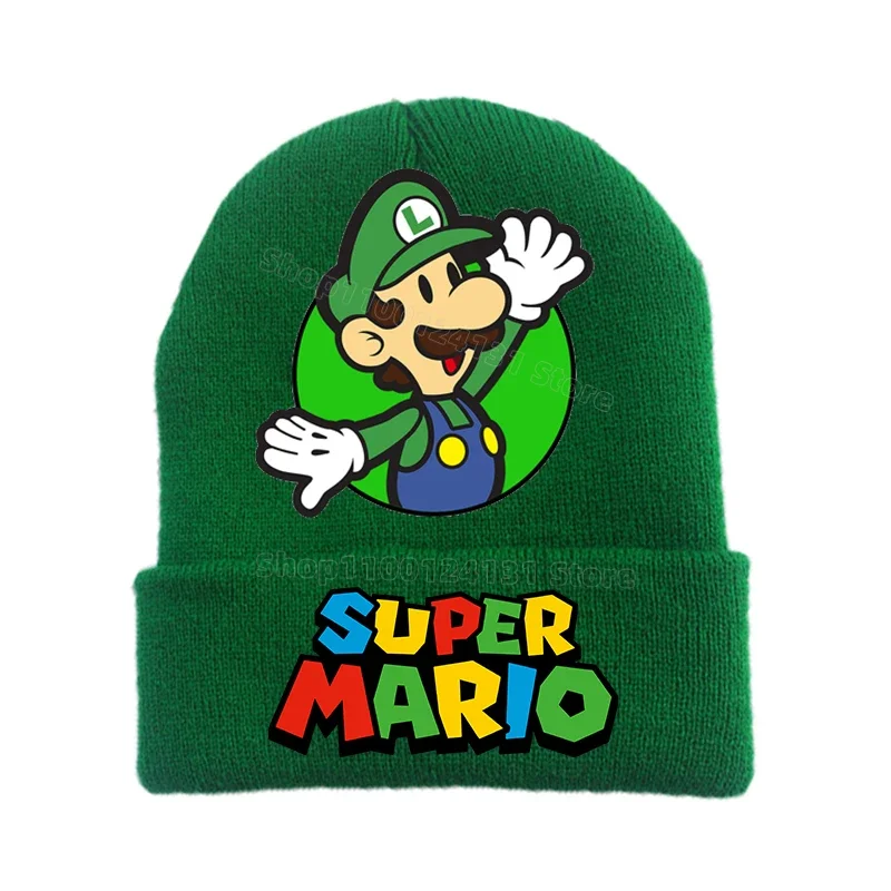 Gorro de Super Mario Bros para niños, gorros de punto de Anime, gorro de bebé de moda, gorros de invierno de dibujos animados, gorro de patrón delicado, regalos de navidad