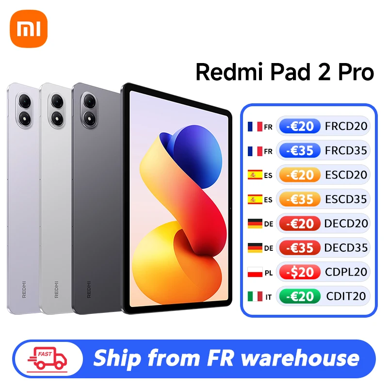 【Marke+】 Xiaomi Redmi Pad 2 Pro 12,1" 2,5K kristallklares Display Snapdragon 7s Gen 4 12000 mAh 33 W Schnellladung