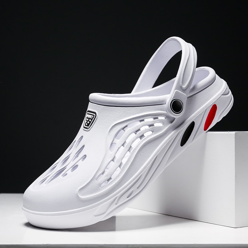 Verão praia sandálias masculinas respirável sapato casual buraco sapatos leves tamancos casa jardim ao ar livre masculino chinelos planos tamanho grande 39-49