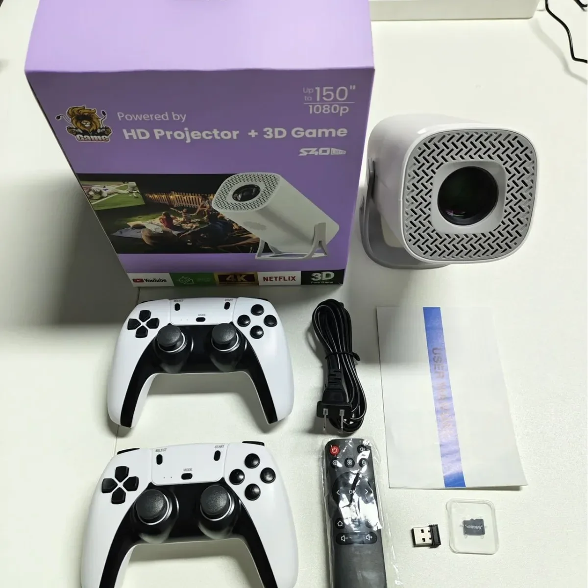 RUSMR New S40 ultra mini intelligent projector: 720P gaming projector, Android 11, WiFi, 8GB and classic Ps1 console support