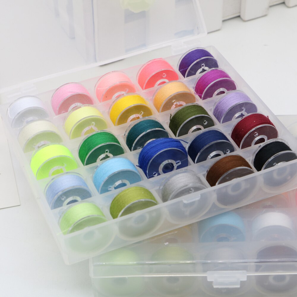 ด้ายเย็บผ้าโพลีเอสเตอร์งานปักด้วยมือสี25/36กล่องสีแบบสุ่ม