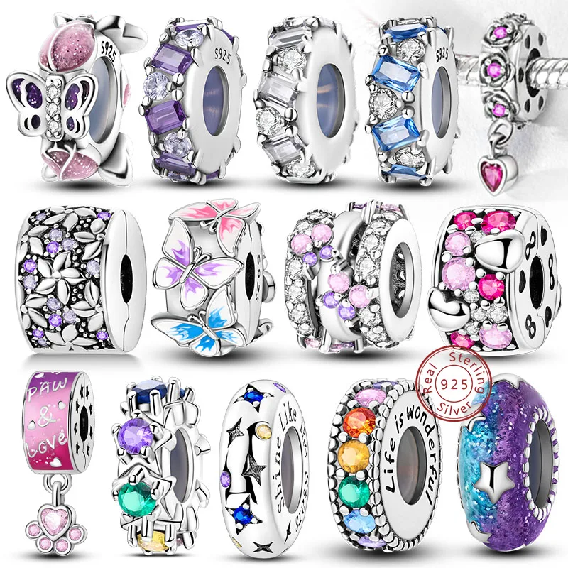 Passend für Original-Charms, Perlen aus 925er-Sterlingsilber, Clip-Charms, Zirkon-Silikon-Abstandsperlen für Armband, Frauen, DIY, Geschenk, Party