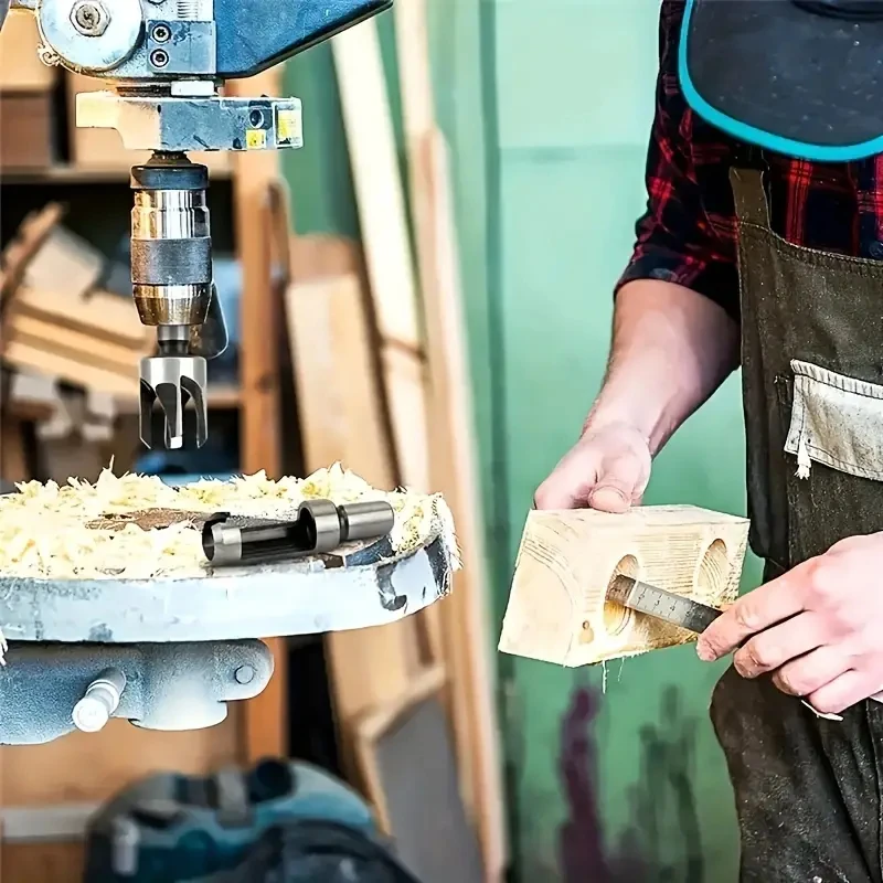 8 ชิ้นเหล็กคาร์บอนเครื่องตัดปลั๊กไม้เจาะไม้เจาะ Bits Barrel Claw ประเภทรอบไม้ Tenon เจาะ Bits