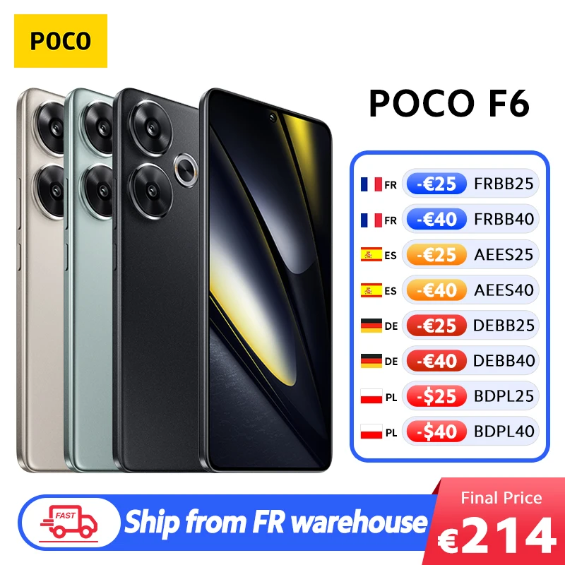 POCO F6 Smartphone Globale Version Snapdragon ® 8s Gen 3 90 W Turboladegerät 5000 mAh Akku