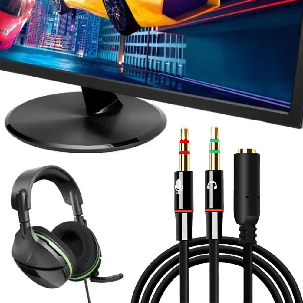 Kopfhörer-Mikrofon-Audio-Konverter-Splitter für Computer, 3,5 mm Buchse auf 2, Dual 3,5 mm Stecker, Kopfhörer-Mikrofon-Audio-Y-Splitter