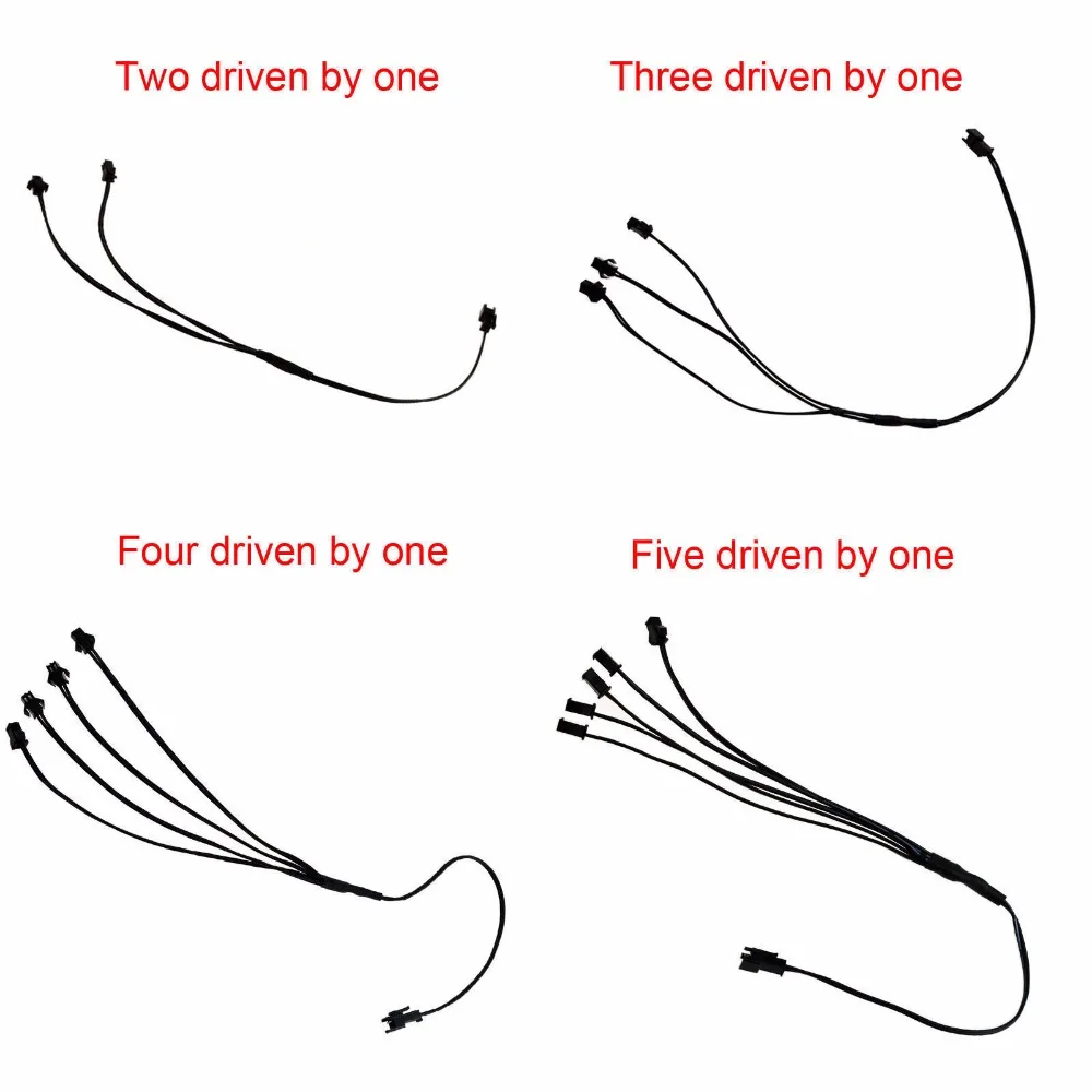 2X 3X 5X  EL Wire 1M Glow String Strips Neon LED Light + Controller + Inverter  3V 12V Sound Activated USB Car Cigarette