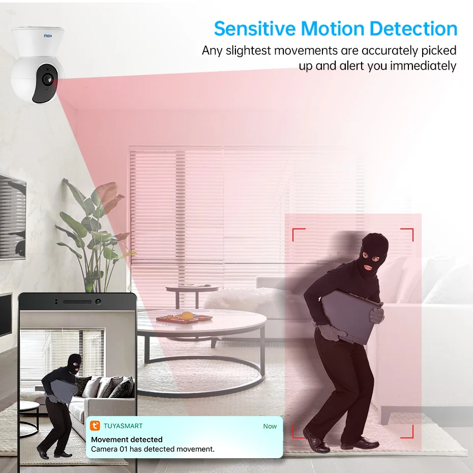KERUI Mini Indoor Wireless 5MP Tuya Smart WiFi IP Camera Home Security CCTV Telecamera di sorveglianza con tracciamento automatico Onvif