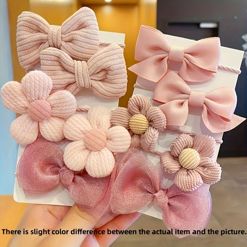 10 peças de design de flor de arco estilo fofo e doce, forte elasticidade, não danifica o cabelo, adequado para acessórios de cabelo de rabo de cavalo