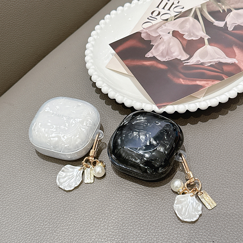 Für Samsung Galaxy Buds Live 2 Pro 2 FE Hülle, einfache Schale, Leopardenmuster, TPU-Kopfhörerhülle, Zubehör-Abdeckung mit Perlen-Schlüsselanhänger