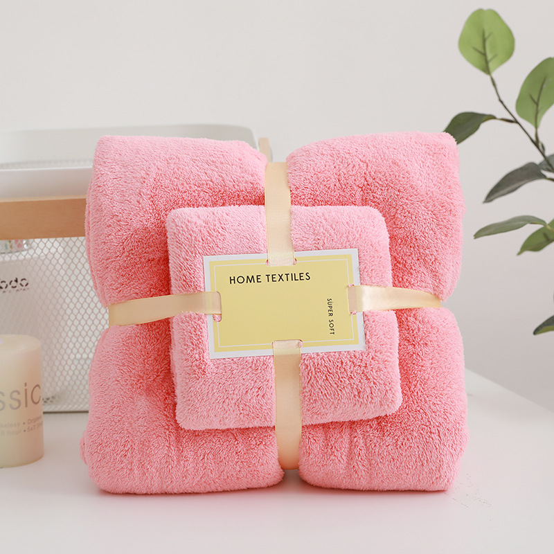 2PC Badhanddoeken Set Superzacht Zeer absorberend Sneldrogend Koraal Fluwelen Badhanddoek Voor Volwassenen Hotel & Spa Gebruik