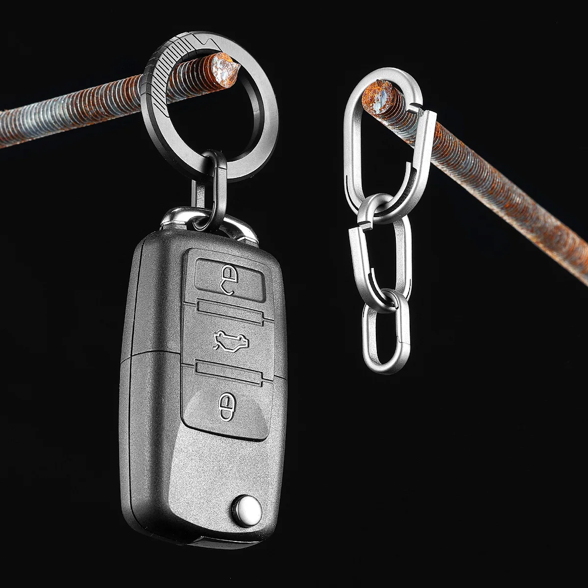 Luxury Titanium Key Ring Quickdraw Keychain Men Women Titanium for Car Key Rings Holder Lightweight EDC Carabiner Accessories