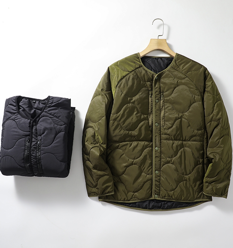 Retro Japanese Sle! Gourd Shaped Tech Cotton! Lightweight Warmth! Autumn Winter Men's No Collar Single Button Cotton Jacket...