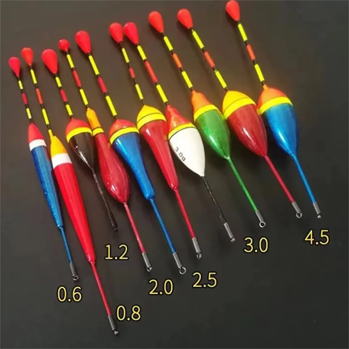 프로모션 낚시 플로트 세트, 믹스 사이즈, 컬러 폼 플로트 부표, 낚시 액세서리, 낚시 기어, 낚시 태클, 로트당 10 개