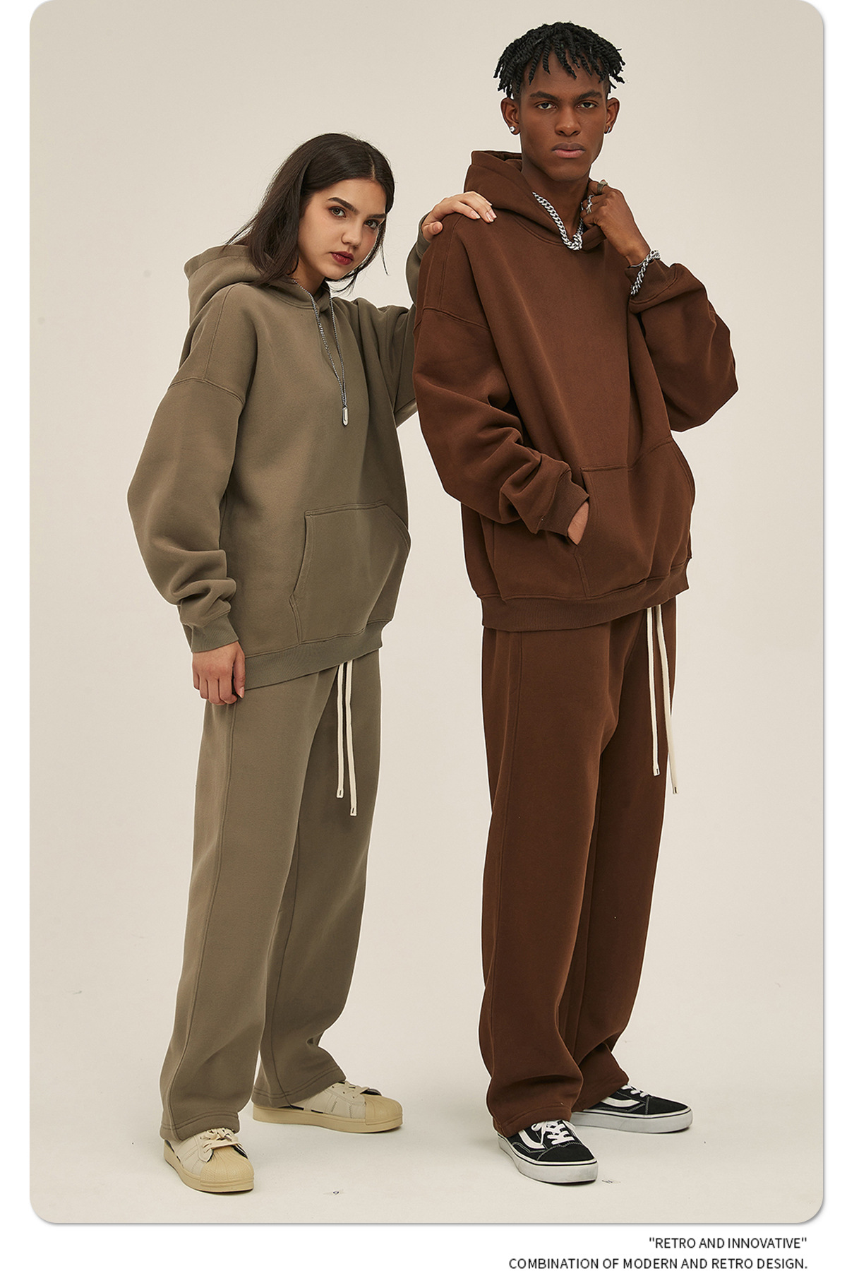 Nuevo conjunto de pantalones deportivos para correr con cremallera y pierna ancha y pierna recta con capucha de felpa con logotipo personalizado para hombre 350G jogging deportivo de alta calidad