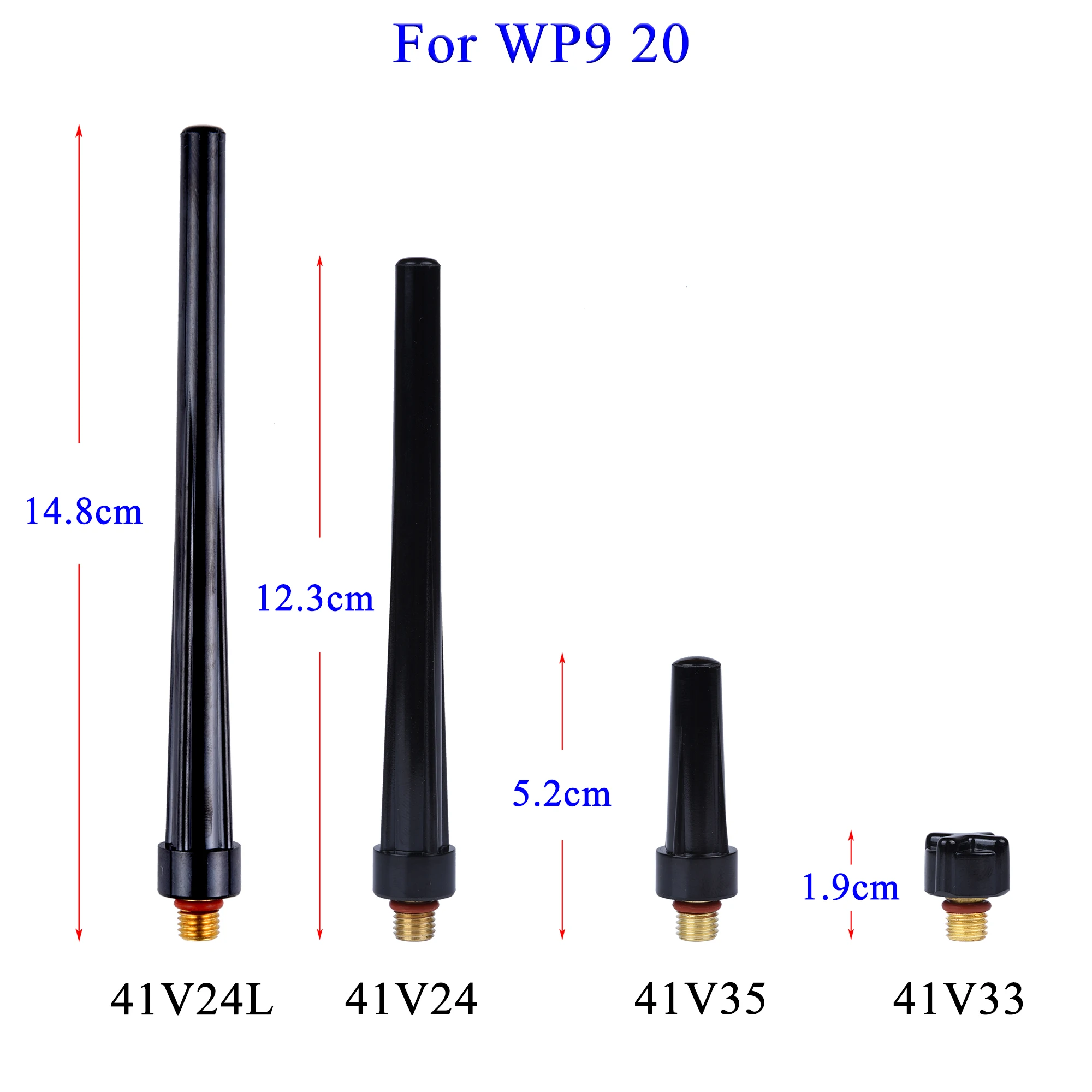 Bộ 41V33 41V35 41V24 41V24L 57Y04 57Y03 57Y02 Hàn TIG Đèn Pin Dài Thêm/Dài/Trung Bình/Lưng Ngắn nắp WP9/17/20/18/25/26