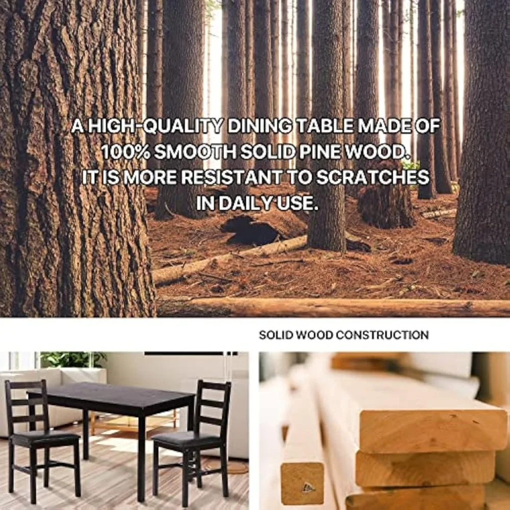 Kitchen Table and Chairs for 4, 5 Piece Wooden Dining Table Set with 4 Chairs for Small Space, Modern Square Counter Height