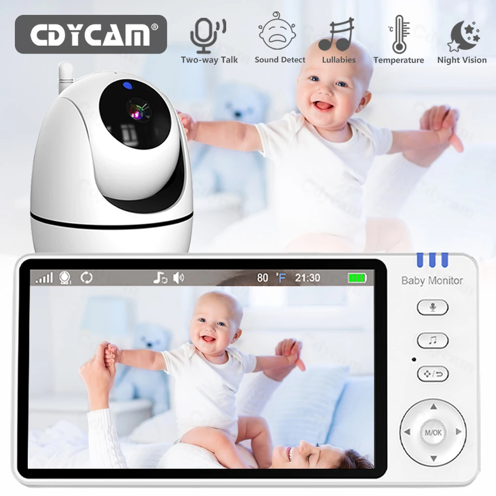 5-calowa niania wideo z kamerą Zoom PTZ Babyphone Cam ochrona bezpieczeństwa kamery monitorujące czujnik temperatury kołysanka