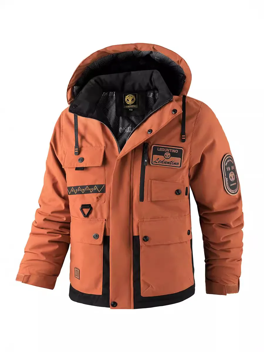 Novo masculino grosso acolchoado jaqueta ao ar livre quente acolchoado jaqueta de inverno masculino tamanho grande jaqueta com capuz à prova dwaterproof água
