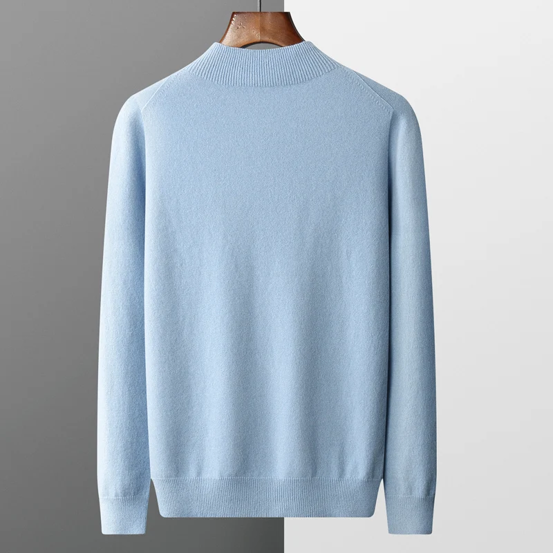 100% zuivere wol kasjmier trui heren halve coltrui casual mode verdikking top breien trui
