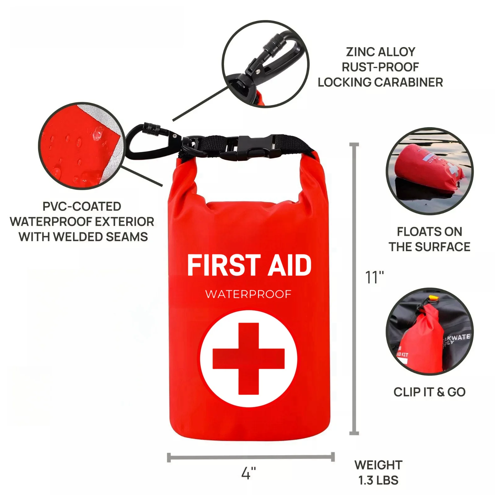 Bolsa de primeiros socorros à prova d'água, 2l, kit de emergência para barco com visualização para pesca, caiaque, barco, natação, acampamento, rafting