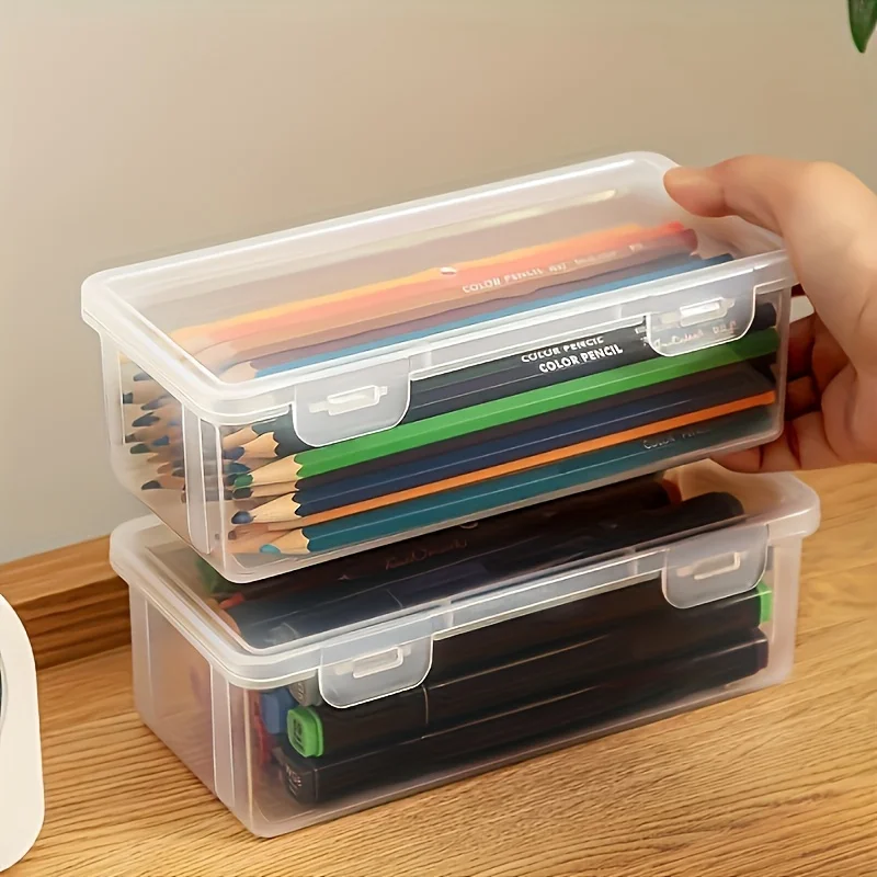 Scatole portaoggetti grandi in plastica trasparente da 1/4 pezzi con coperchi incernierati, ideali per ornamenti di gioielli, forniture per la casa e l'organizzazione dell'ufficio