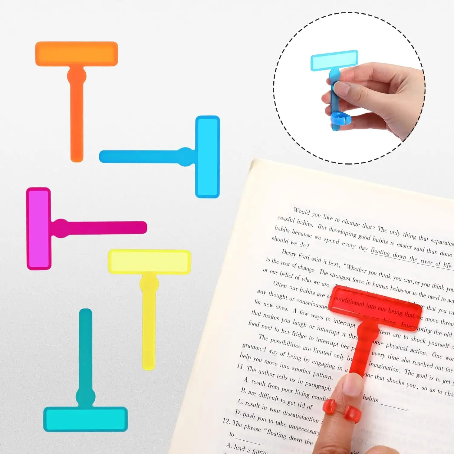 Tiras de lectura guiadas por dedos, resaltador para aliviar la dislexia, herramientas para niños, lectores tempranos hiperativos, lupa de lectura para niños