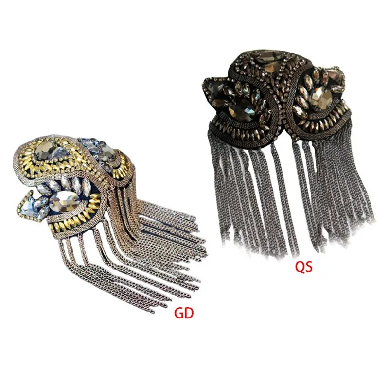 hombro hecha a mano para mujeres y niños, con cuentas diamantes imitación, cadena Metal, parche borlas,