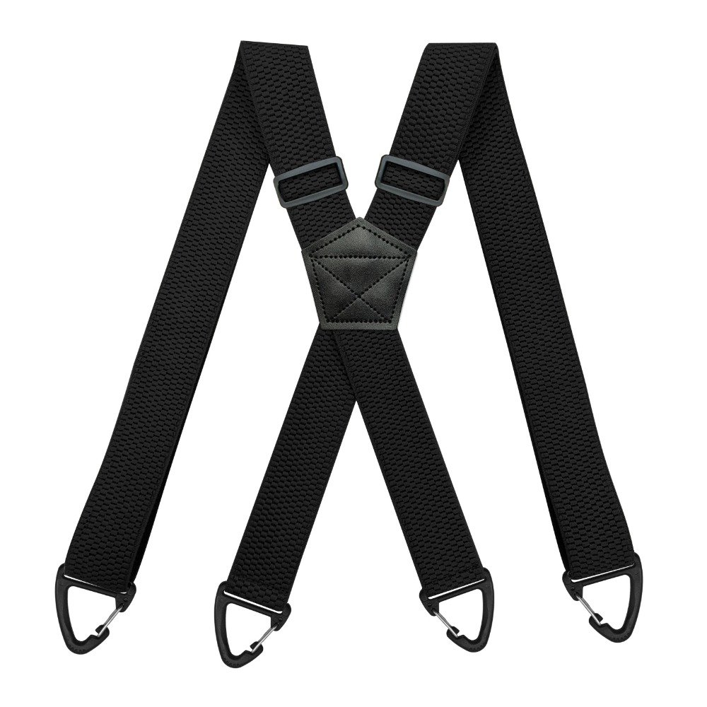 Heavy Duty Suspenders for Men Work Biker Outdoor 3.8cm Wide X-Back with 4 Snap Hook Adjustable Elastic Trouser Braces Strap Belt