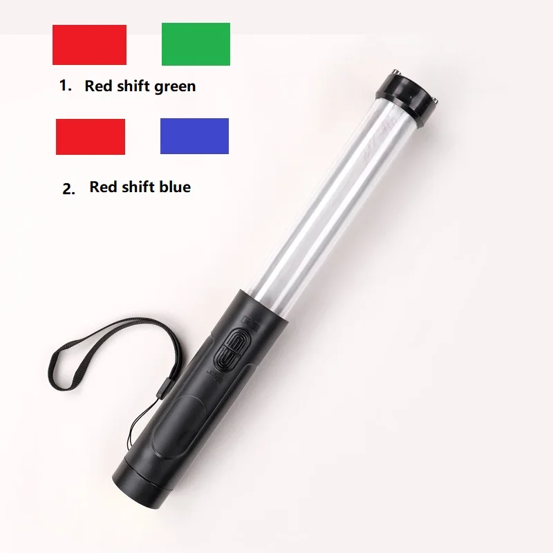 32cm White Tube Red Shift Green/Blue Warning Flashing Light Signal Fluorescent Traffic Control Stick With Whistle Battery Model
