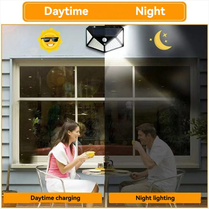 1/2/4/6 Stück 100 LED-Wandleuchten für den Außenbereich, Solarlampe, PIR-Bewegungsmelder, solarbetrieben, Sonnenlicht, Straßenlaterne für Gartendekoration