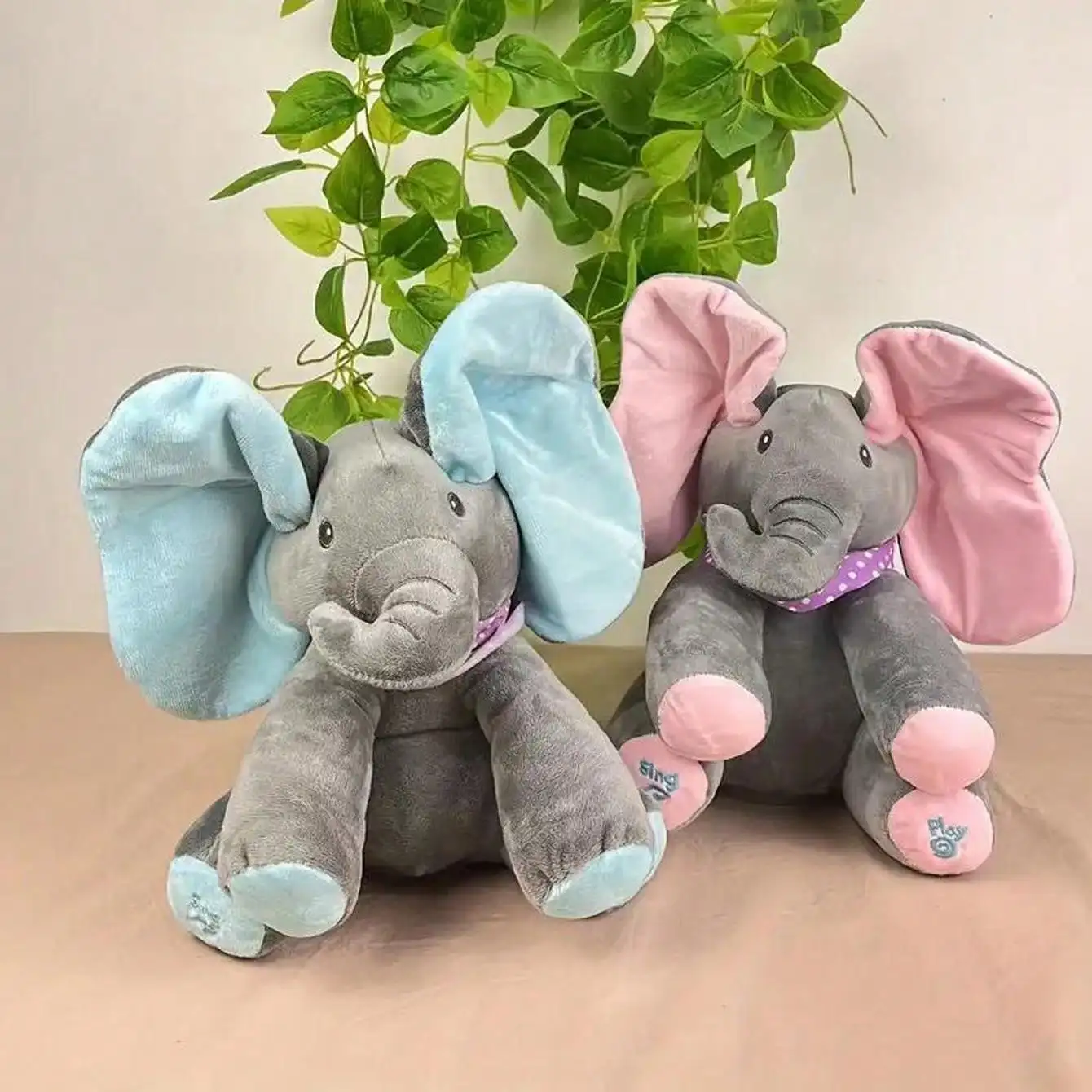 Musical Dancing Elephant Plush - Singing Peekaboo Toy with Moving Ears, Soft Cuddly Gift for Birthday