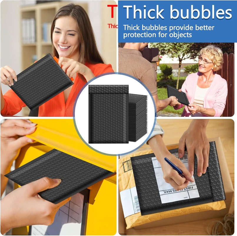 50/10pcs Self-Seal Packaging Bags Black White Bubble Envelopes Bag Waterproof Mailers Shipping Envelope Pouch Storage Organizer