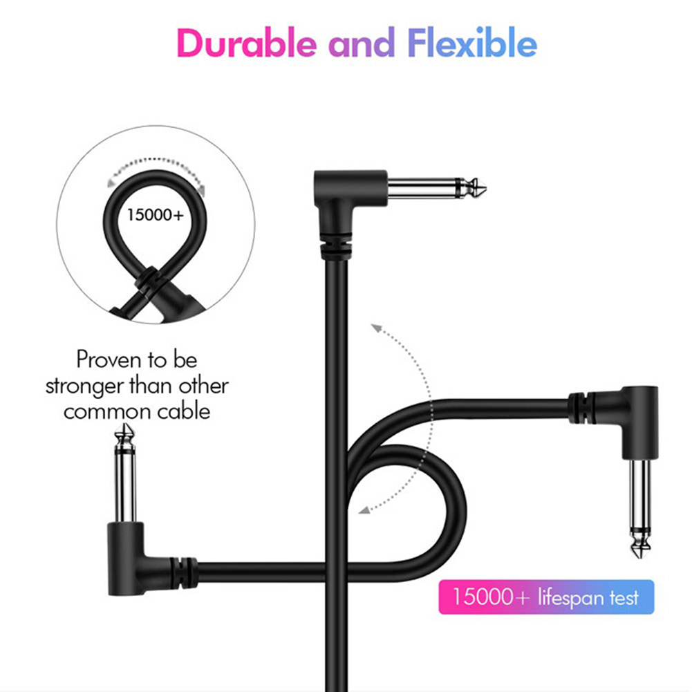Conector de Cable de Pedal de efectos de guitarra, 15cm, 6,35mm, Cable de enchufe de 1/4 pulgadas, ángulo recto