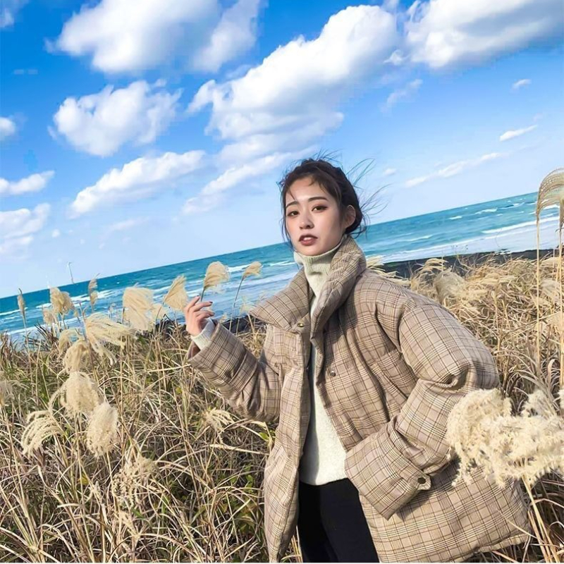 Frauen Herbst Winter Baumwolle Mantel Tops Jacke Plaid Große Größe Verdickt Warme Freizeit Lose Mode Komfortable Vielseitig Trend