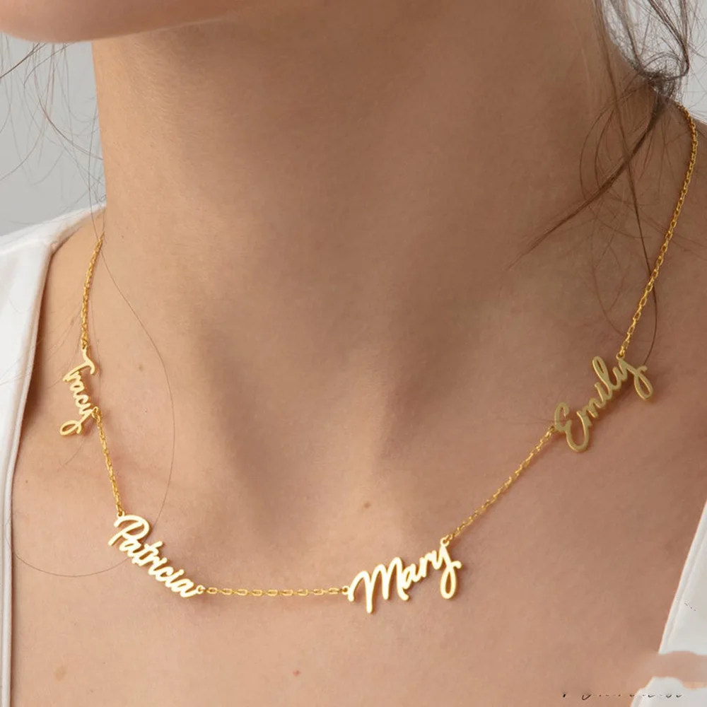 Sherman-Collar personalizado con nombre para mujer, colgante con placa de identificación de acero inoxidable, varios nombres, regalos de joyería