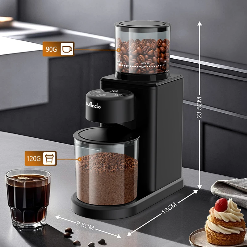 Electric Conical Burr Grinder Coffee Bean Grinder with 25 Grind Setting for French Espresso Touchscreen Dual Modes Grinding