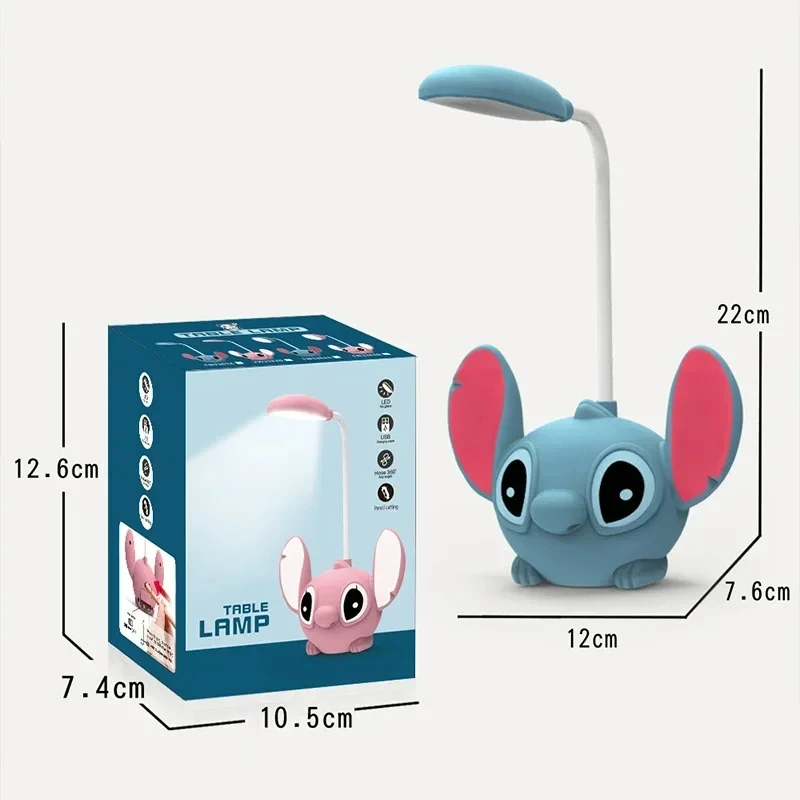 Disney Stitch USB-Lade-LED-Schreibtischlampe, niedliches Cartoon-Studie-Augenschutz, Nachtlicht, Raumdekoration, Urlaubsgeschenke für Mädchen und Kinder