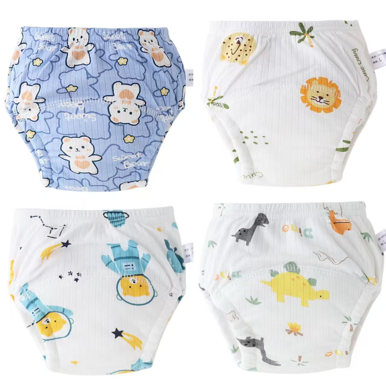4PCS Atmungsaktive Baumwolle Neue Wiederverwendbare Waschbar Baby Töpfchen Training Hosen Infant Kleinkind Nette Unterwäsche Weiche Slips für Jungen Mädchen