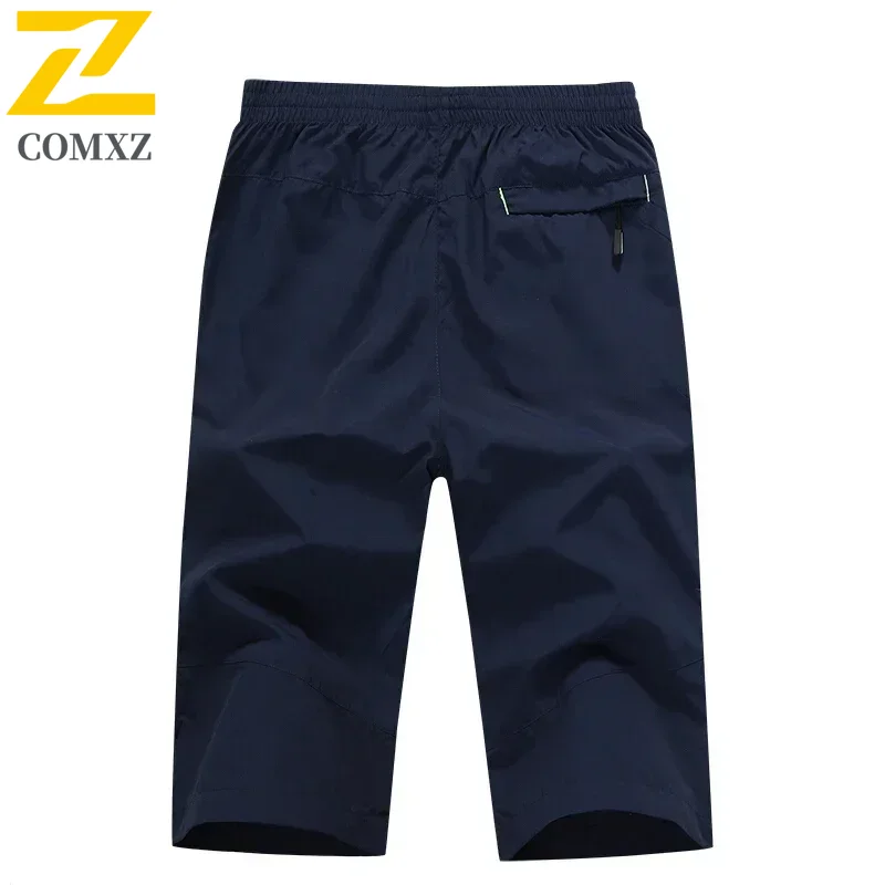 Шорты мужские длинные быстросохнущие, эластичные бермуды на молнии, карманы, тонкие легкие эластичные Капри, лето