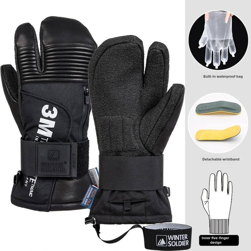 ski snowboardgloves  waterproof  professional  winter  men professional  alpine  snowboard gloves  with wrist protec with wrist