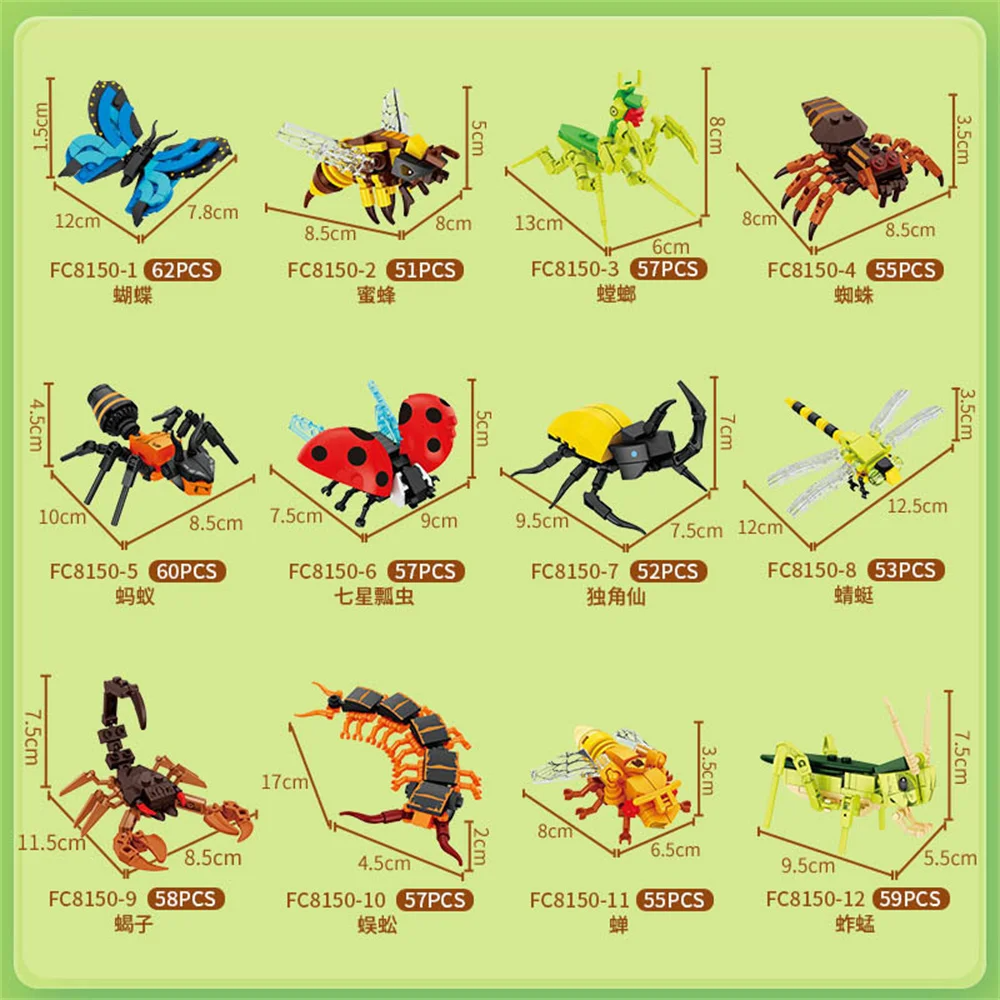 Moc insecte modèle Animal abeille fourmi papillon Cricket sauterelle ensemble blocs de construction bricolage enfants Puzzle assembler jouets garçon enfant cadeau