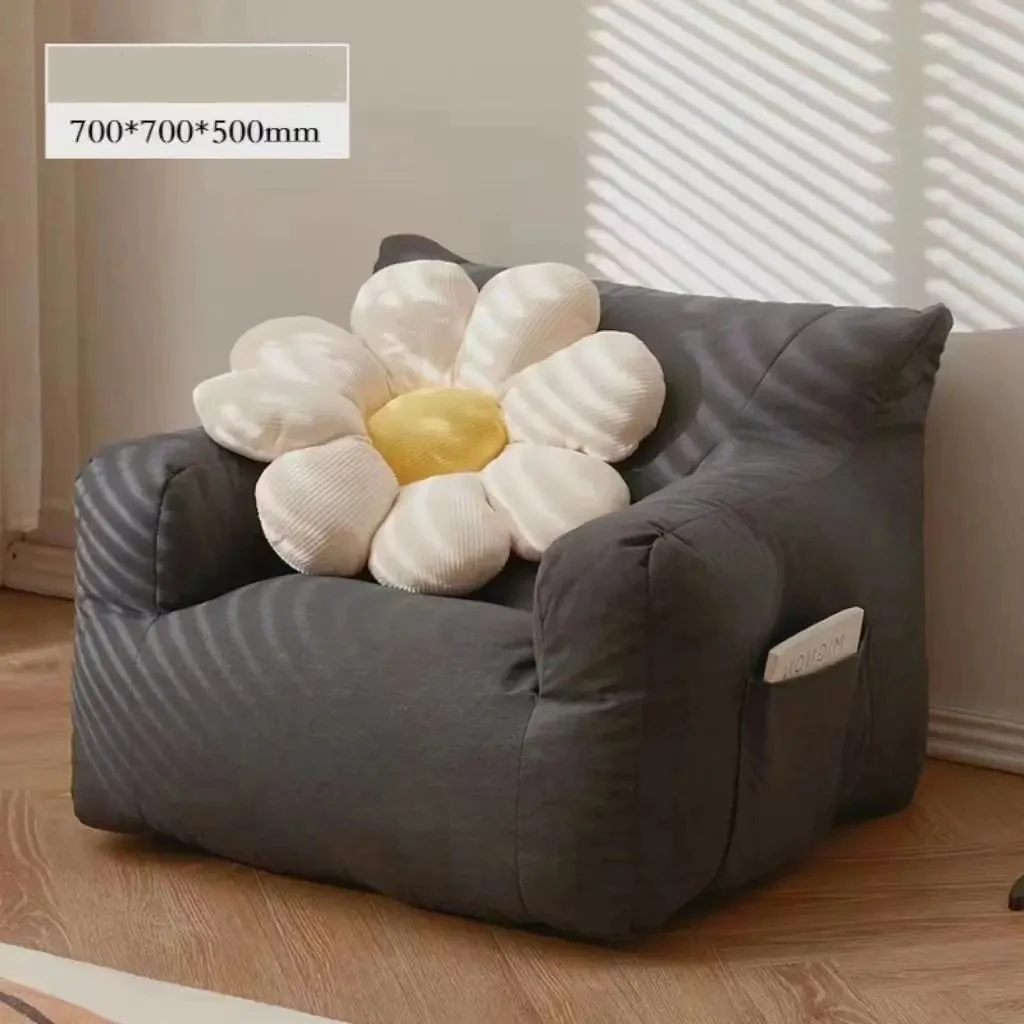 Sofá preguiçoso dos desenhos animados para crianças, mini saco de feijão, linho de algodão, assento único casual, sofá com varanda infantil, tatuagem de leitura, Ins Kids Furniture