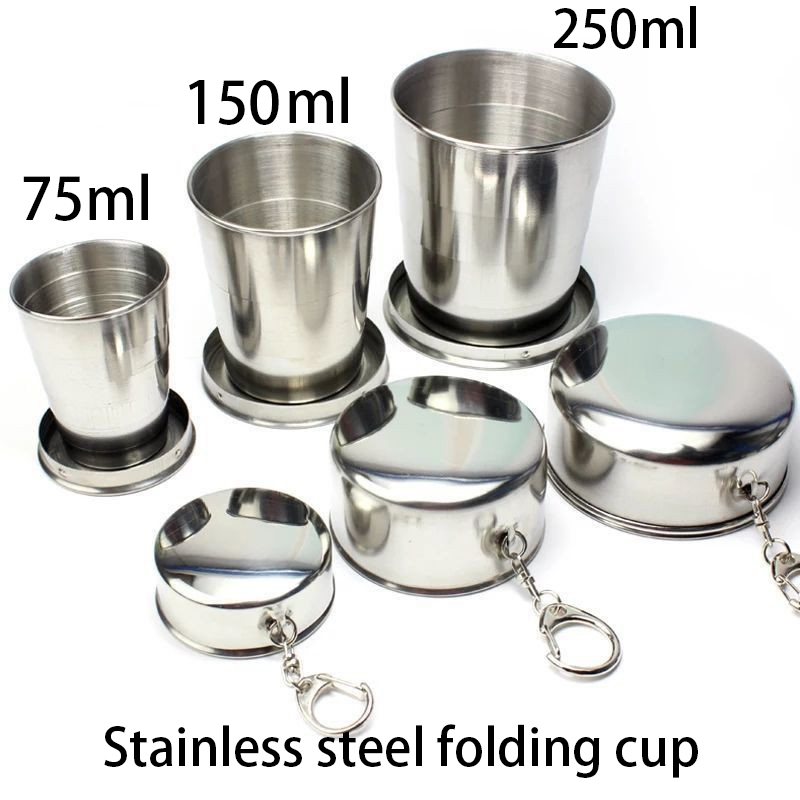 Taza retráctil de acero inoxidable de 250ml, taza de aseo para viajes al aire libre, taza de compresión creativa portátil, Mini taza práctica plegable