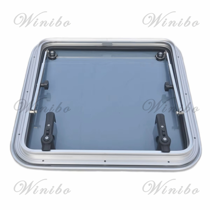 Small-Sized Marine Anodized Aluminum Square Hatch Porthole With Tempered Glass For Marine Boat Window