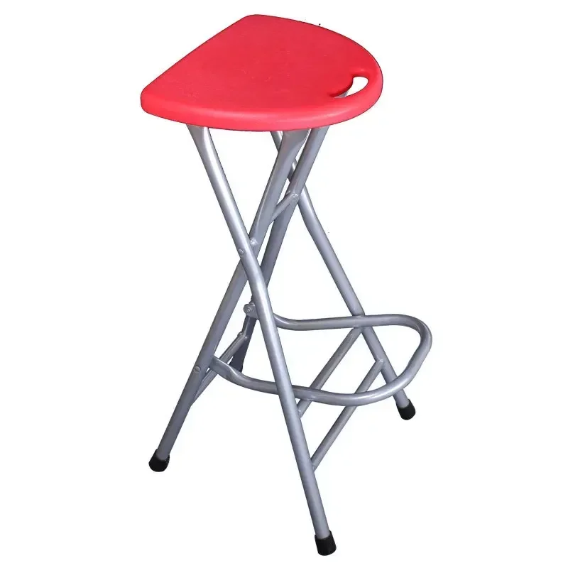 Simplicity Front Desk Chair Fishing Stool Pipe Folding Balcony Carbon Steel Portable Bar High Stool with Footrest on sale